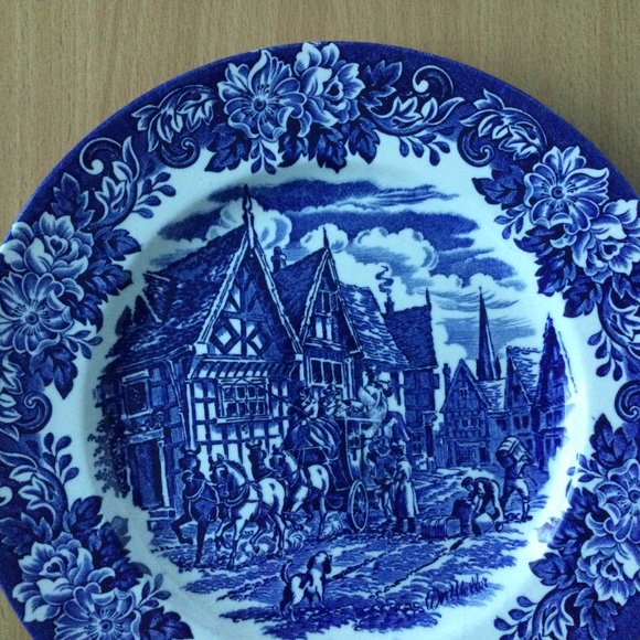 Staffordshire underglaze printing Genuine hand engraved 9.5" Ironstone plate - Picture 2 of 5